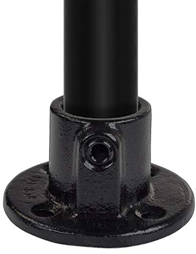 Klemp - Schwarz Boden-Flansch, rund, Wand-Flansch, Decken-Flansch, Rohrverbinder, Stütze, inkl. Schrauben Typ 10BB - 26,9 mm / ¾
