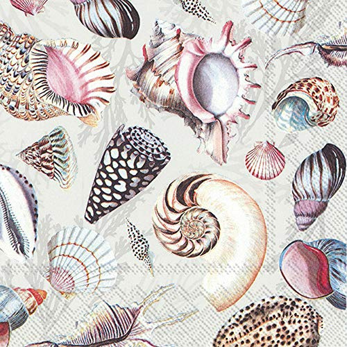 Boston International IHR Cocktail-Servietten, 3-lagig, 12,7 x 12,7 cm, Muscheln des Meeres