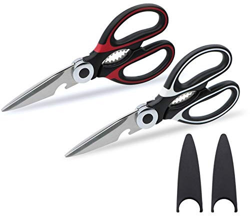 Tijeras de cocina resistentes, tijeras de cocina multiusos de acero inoxidable afiladas para cocina, pollo, aves, pescado, carne, hierbas (paquete de 2)