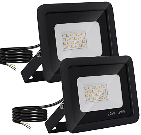 YCZM LED Strahler Außen 20W,LED Strahler IP65 Wasserdicht,Scheinwerfer 4500K Neutralweiß 2000LM,Außenstrahler 24 LEDs Schwarz Gehäuse,2 Stück Outdoor Floodlight für Garten Garage Hof Sportplatz Lager