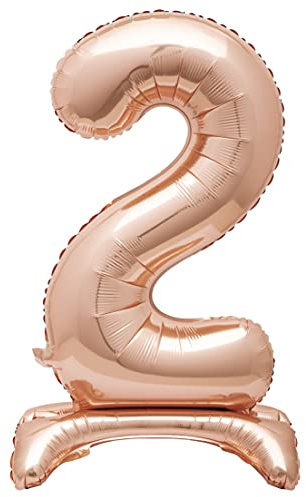 Unique Party 59592 - Riesen Stehen Nummer 2 Ballon - 76 cm - Roségold