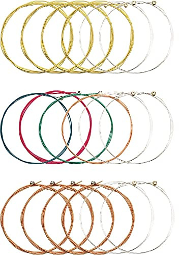 LATRAT 3Set Gitarrensaiten Akustik 6 Saiten,Bronze Saiten,Gitarrensaiten Akustikgitarre Stahl, für Gitarren-E-Gitarren-Ukulelenbass