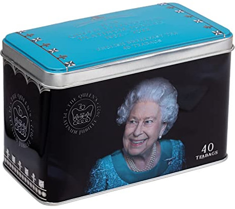 New English Teas Queen Elizabeth II Jubilee 2022 Commemorative Tea Tin with 40 English Breakfast Teabags
