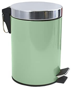 MSV Basil Green Cosmetic Bin Pedal Bin 3 Litres with Removable Inner Bucket