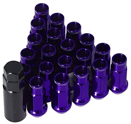 KIMISS Tuercas de Rueda, Universales 20 Piezas M12x1.25 Tuercas de Rueda de Metal Accesorios Universales para Automóviles(Púrpura)