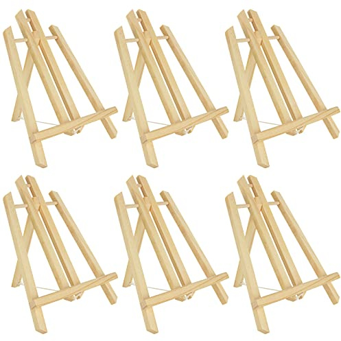 ASelected 6PCS Wooden Tabletop Easel Stand, 30cm/12 inch Mini Easel Adjustable Canvas Stand for Paintings, Drawing, Weddings, Framed Photos Art Display Easels