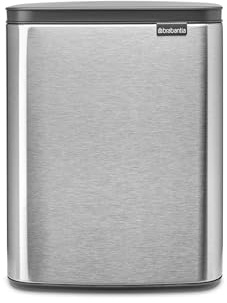 Brabantia - Cubo de basura Bo 12 L - Elegante y práctico - Tapa de apertura fácil y cierre suave - Higiénico, ahorra espacio - Asa para transportar - Para baño, oficina y dormitorio - Acero Mate AH
