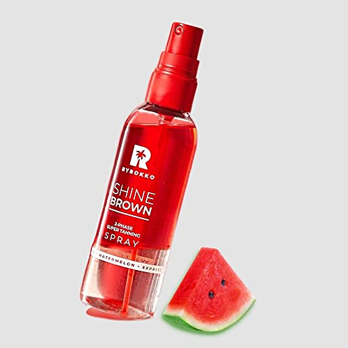 BYROKKO Original Shine Brown Wassermelone Zwei-Phasen-Spray-Bräunungsöl mit Hyaluronsäure 104 ml | Erfrischender, Feuchtigkeitsspendender Bräunungsbeschleuniger für Express-Bräune im Solarium & Sonne