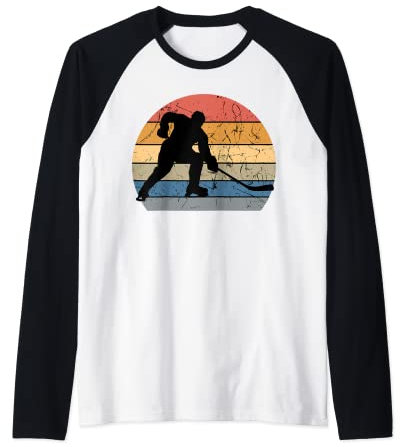 Field Hockey Player Retro Vintage Sweeper Goalkeeper Sport Raglan Baseball Tee