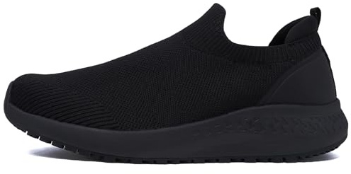 AEHAO Men's Non Slip Work Shoes Restaurant Waterproof Chef Shoe for Kitchen Hospital Slip-Resistant Air Cushion Sneakers with Easy-Clean Modern Design,Black 8.5