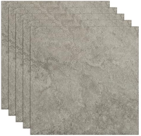 SENENQU 40 Pack Self Adhesive Floor Tiles, 30cm x 30cm Peel and Stick Vinyl Flooring, 1.3mm Thick Waterproof Marble PVC Flooring Tiles for Bathroom Kitchen Living Room – Grey