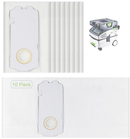 Lot de 10 Sacs Filtrants Festool 204308 - Compatible Avec CT MINI/MIDI I - Fabriqué à Partir de 2019+ - Extracteurs de Poussière CT MIDI-2