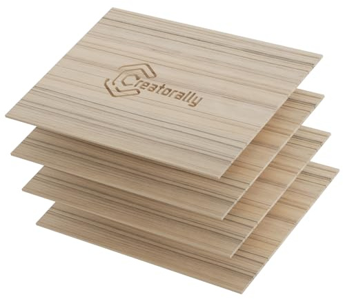 Creatorally Madera Contrachapada 3mm, A4 Tablero de Contrachapado para Corte Laser, 4 Piezas Contrachapados sin Terminar para Grabado Láser, CNC, Pintura Modelo Bricolaje (Nogal Bajo)