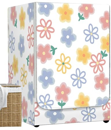 Odot Washer Dustproof Cover Front Load, Washing Machine Dryer Protector Sunscreen Waterproof Tumble Dryer Case Protective Cover for Most Front Loadi (watercolor flowers,L-capacity 10.5-12kg)