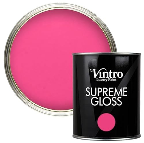 Vintro Paint | Gloss Paint | for Walls | Wood | Trim | Gloss Furniture Paint | Interior & Exterior Use. 1 Litre (Pink - Deptford Pink)