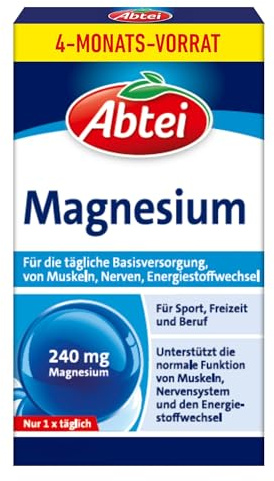 ABTEI Magnesium 240 mg - Magnesiumkapseln - für Muskeln & Nerven - 120 St. | Vorratspackung, Magnesium-Basisversorgung für den Alltag, Muskeln, Nerven & Energiestoffwechsel, glutenfrei & laktosefrei