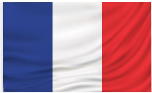 KOQAIIZ Französische Flagge groß 90x150 cm Premium Material,France Flag,Qualität Frankreich Flagge, Wetterfest Farbecht France Flag für Fußball WM Deko Draußen/Drinnen