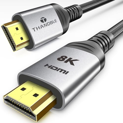 THANDBLE 8K 10K HDMI 2.1 Cable 1M, 48Gbps Ultra High Speed HDMI Cable Braided Cord 4K@120Hz/144Hz 8K@60Hz, DTS:X, eARC, HDCP 2.2&2.3, HDR 10 Compatible with Laptop/Monitor/PS5/TV
