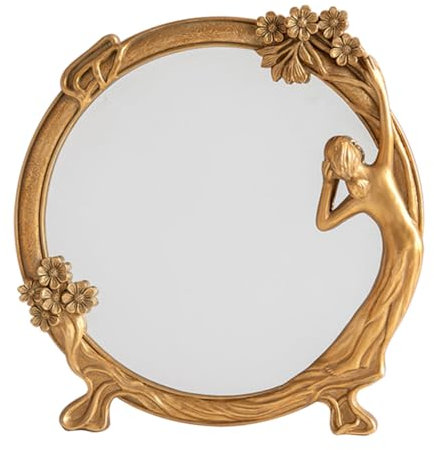 Baluue Vintage Makeup Compact Mirror Eleganter Schminkspiegel Mit Relief-Design Hochauflösende Spiegeloberfläche Für Zuhause Und Unterwegs Platzsparend Und Für Schlafzimmer Und