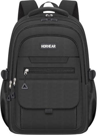 HORHEAR Schulrucksack für Mädchen, ästhetischer Rucksack für Damen, niedliche Büchertasche, adrette College (Black)