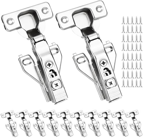10 Pack 1/2'' Overlay Soft Close Cabinet Hinges – 105° 3D Adjustable Clip-On Concealed Cupboard Hinges for Kitchen Cabinet Doors, Hidden Cabinet Door Hinges with Screws