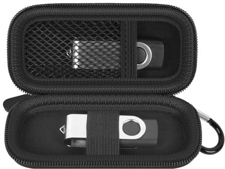 casmilee USB Stick Tasche für SanDisk/für Samsung/für Kingston, Nur Tasche | Flash Drive Organizer für 2 Laufwerke, Netztasche, Elastikband und Karabiner, für Schüler,Studenten,Büro,Reisen,Dunkelschwarz