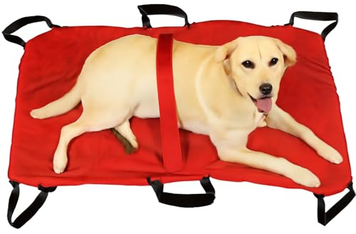 Vexorium Transporttrage für Hunde | Notfall-Tiertransport-Trage, Sicherheitslast 110kg (242lbs), Faltbar, 47 * 29 Zoll, Ideal für Notfallrettung und Transport,Rot