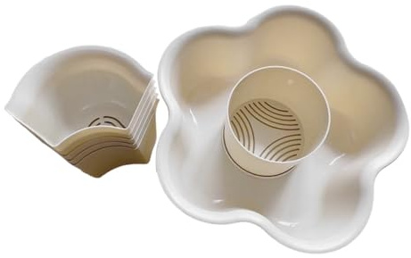 LAPYAPPE Rotatable 6-Compartment Hot Pot Tray Milk White Divided Vegetable Serving Platter Drain Basket Kitchen Food Plate for Home Use