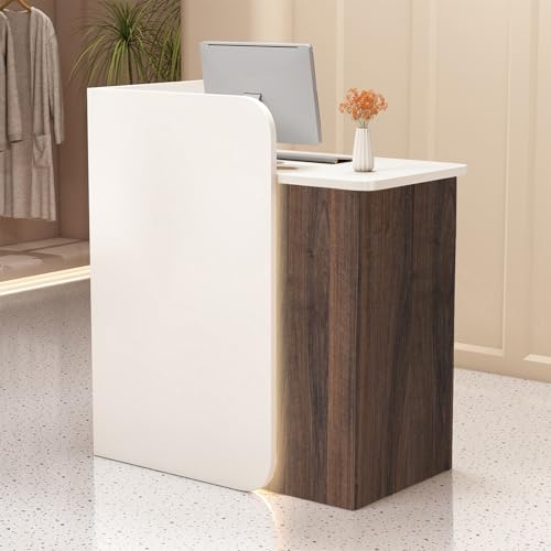 Empfangstheke Holz, Moderne Empfangstresen, Front Theke Bürotheke Rezeption Tisch, Verkaufstheke Mit Schubladen Und Schränken, Rezeptionstheken Für Salon Geschäft Hotel Büro D-turn right 100×45×100CM