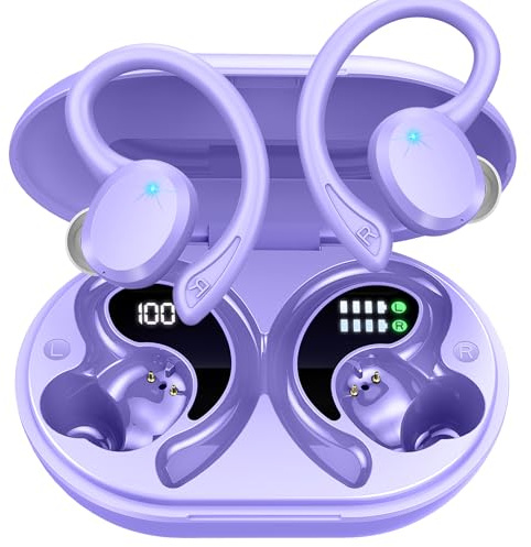 Ecouteurs Bluetooth Sans Fil Sport, 75Hrs Écouteurs Bluetooth 5.4 avec Stéréo HiFi 3D, 4 ENC Réduction de Bruit Mic Oreillette sans Fil USB-C Charge, Étanches IP7 Casque Running LED pour Android/iOS