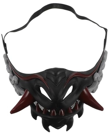 LALADEFIEE Samurai Maske Cosplay Dämonen Kostümmaske mit Elastischem Band und Atmungsaktivem für Party Bühne Halloween Unisex