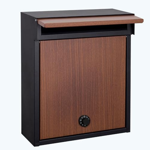 BeiJingYZ Cassetta Postale da Esterno con Serratura a Combinazione, Buca delle Lettere da Parete in Acciaio Zincato con Finitura Legno Cassette Postali Condominiali, 30 * 13 * 37 cm