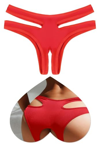 ohyeahlady Women Knickers Hollow Out Sexy Panties Underwear Cheeky Thongs | Low Rise, Soft Stretchy, French Knickers, Size 10-18, 1-2 Pack