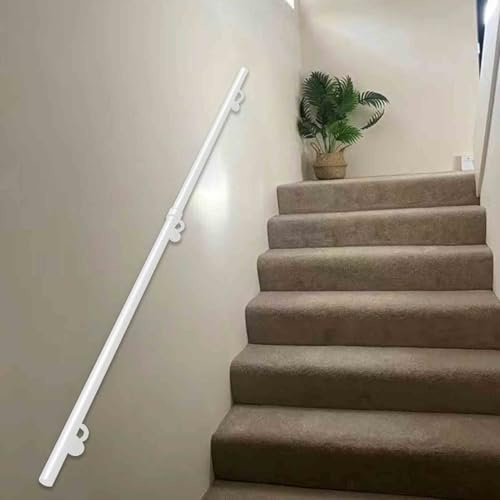 Corrimano per ringhiera per scale moderne per interni ed esterni da 60cm 90cm 120cm 150cm 180cm 240cm 300cm 4m 5m, kit di staffe per corrimano per scale, tubo rotondo bianco(350cm)