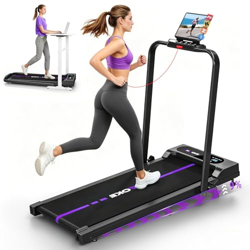 Laufband für Zuhause mit App, Leises Laufband bis 12km/h mit Lautsprechern, 5-in-1 Walking Pad klappbar mit 2,75HP Motor, Treadmill mit 9% Steigung, LCD-Anzeige, Gelenkschonend, Bis 160KG