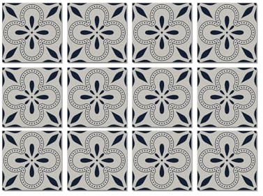 QBYRSSS Exquisite Tile Stickers Navy Blue Flower Stick on Tiles for Bathroom Kitchen Home Decors PVC Waterproof Oilproof Peel and Stick Self Adhesive Wall Tiles 15x15 cm/24 pcs