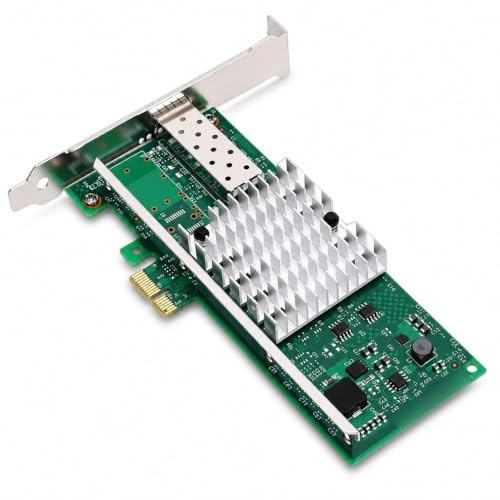 Elprico 10-Gb-PCI-E-Netzwerkkarte, SFP+-Glasfaser-Ethernet-Adapter mit 82599EN-Chip-PCIe-2.0-X1-Schnittstelle, Single-Port-10-Gbit/s-NIC für Server VMware