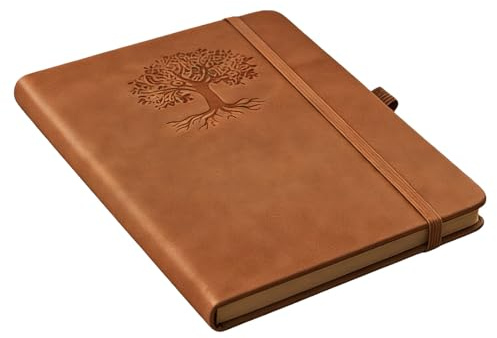 Dotted Journal - Retro Leather Hardcover Notebook, Thick Acid Free Paper with Lay Flat Binding, A5 Bullet Planner Diary, Professional Writing Journal, Business Notebook for Planning Note