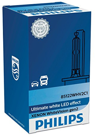 PHILIPS D2R, LED-Effekt, GleichmäÃŸiges weiÃŸes Licht, Bis zu 120% mehr Sicht 85126WHV2C1