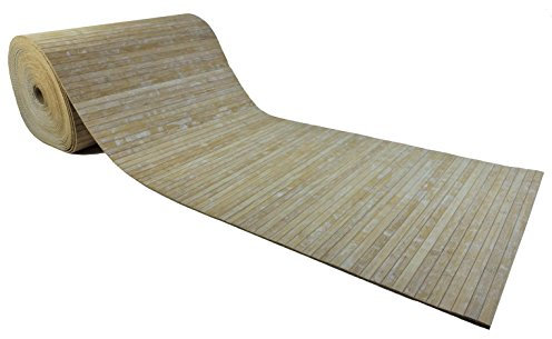 CASA TESSILE Tappeto stuoia Bamboo Washed su Misura Passatoia Cucina Bambu, Tappeto Bamboo a Metraggio. - Beige