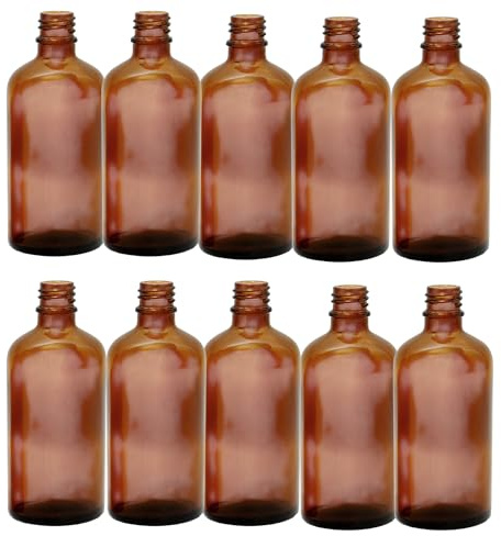 MV-Versand 10 x 100ml Medizinflaschen | Apothekerflaschen aus UV-Schutz Glas | Tropferflaschen Braunglas OHNE Verschluss