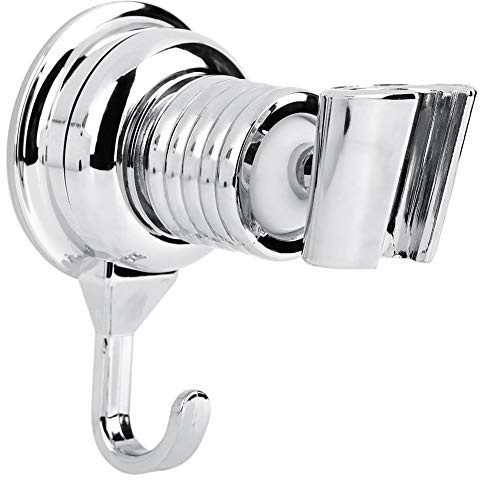 Verstellbare Duschkopfhalterung, selbstklebende Halterung Chrom Duschkopfhalter Saugnapf mit Haken Universelle verstellbare Duschhalterung