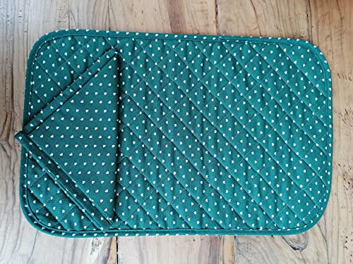 NOVITA !!! Tovaglietta Americana Trapuntata con 1 tovagliolo In Tinta Unita Colore Verde e CUORI 100% Cotone MADE IN ITALY!!!!!