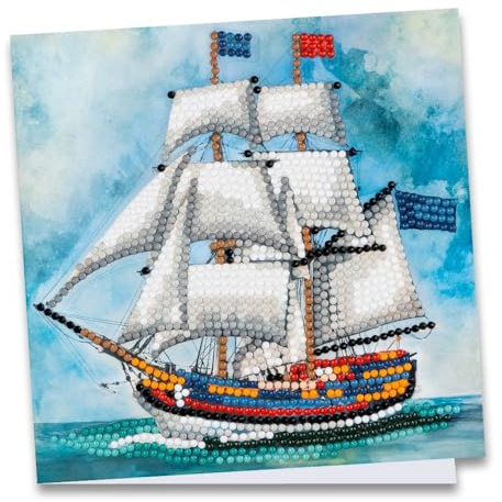 Ideen mit Herz Diamond-Painting-Grußkarte | 16 cm x 16 cm | 370 g/m² | Inkl. Umschlag & Werkzeug (Segelschiff)
