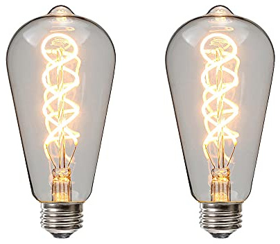 Ruihua E27 4W Klarglas Spiral Glühbirne ST64 Vintage LED Glühbirne(40W Äquivalent) Warmweiß 2700K 400LM Doppelspirale Flexible Retro Edison LED Glühbirne Nicht Dimmbar Energiesparlampe(2 Stück)