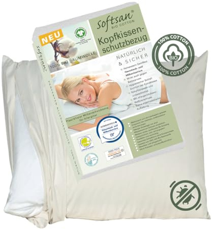 Softsan Kissen Encasing aus Bio Baumwolle | Anti Milben Schutzbezug | Weltneuheit | Viele Größen (40 x 40 cm)