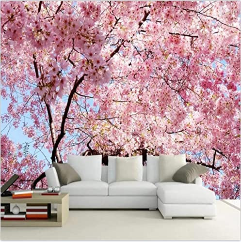 Papier Peint 3D Intissé Cerisier Rose Du Japon Papier Peint Panoramique 3D Moderne Décoration Murale