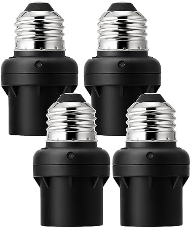 DEWENWILS Light Sensor Socket, Dusk to Dawn Sensor Socket, Light Bulb Socket for Light Fixtures, Compatible with Incandescent/CFL/LED/Halogen Bulbs, 4 Pack, ETL Listed
