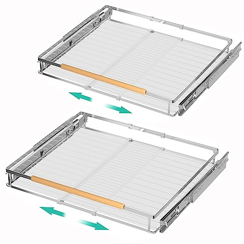 IPEGTOP 2er-Set Ausziehbarer Schrankorganizer, Extendable Schubladenregal [43,4-71 cm B x 56,9 cm T] | Schwerlastregal für Küchenschränke, Spülenunterschränke