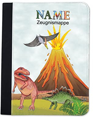 Maus-Design Zeugnismappe personalisiert mit Name, Dino | Mit Klarsichthüllen A4+, Urkundenmappe, Dokumentenmappe